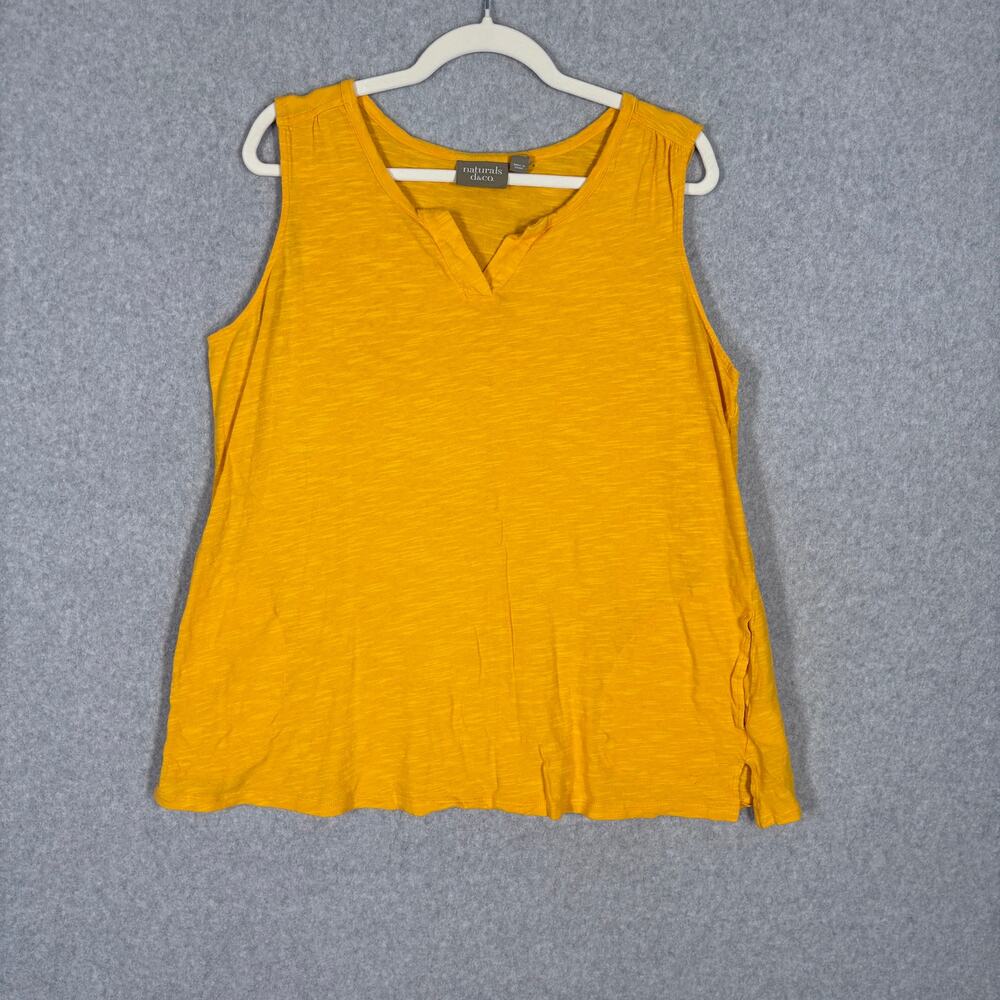 Naturals D&C Tank Top 1X Flowy Pockets Cotton Jersey Stretch Basic Mustard *